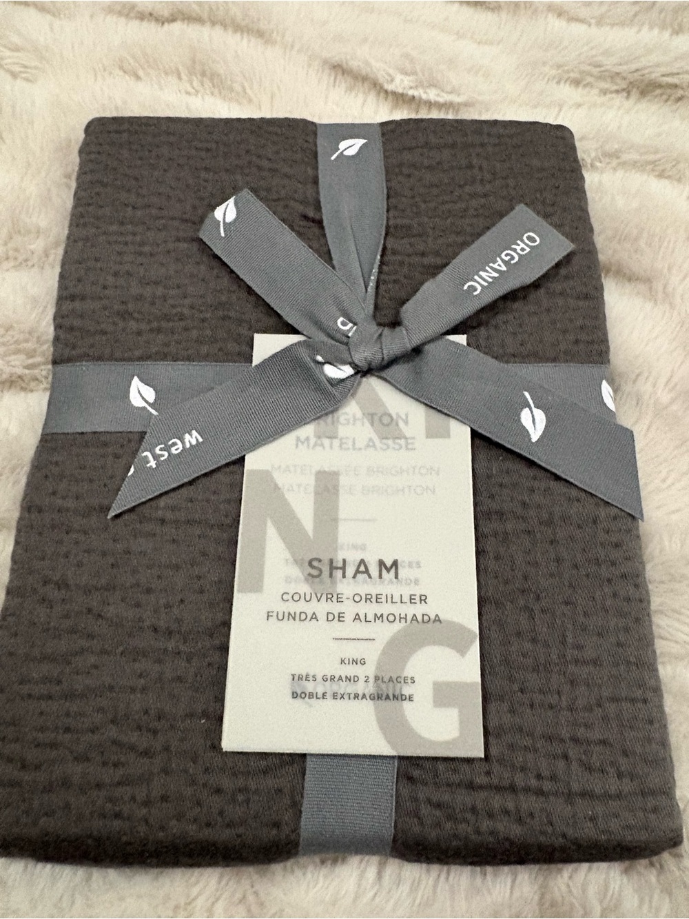 West Elm Brighton Matelasse Organic cotton Pillow Shams. 2 King shams. NWT